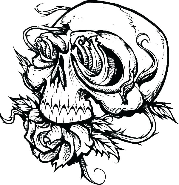 600x618 Coloring Pages Of Roses And Skulls Printable Coloring Pages