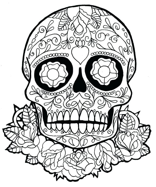 640x765 Sugar Skull Coloring Pages Black And White Sugar Skull Coloring