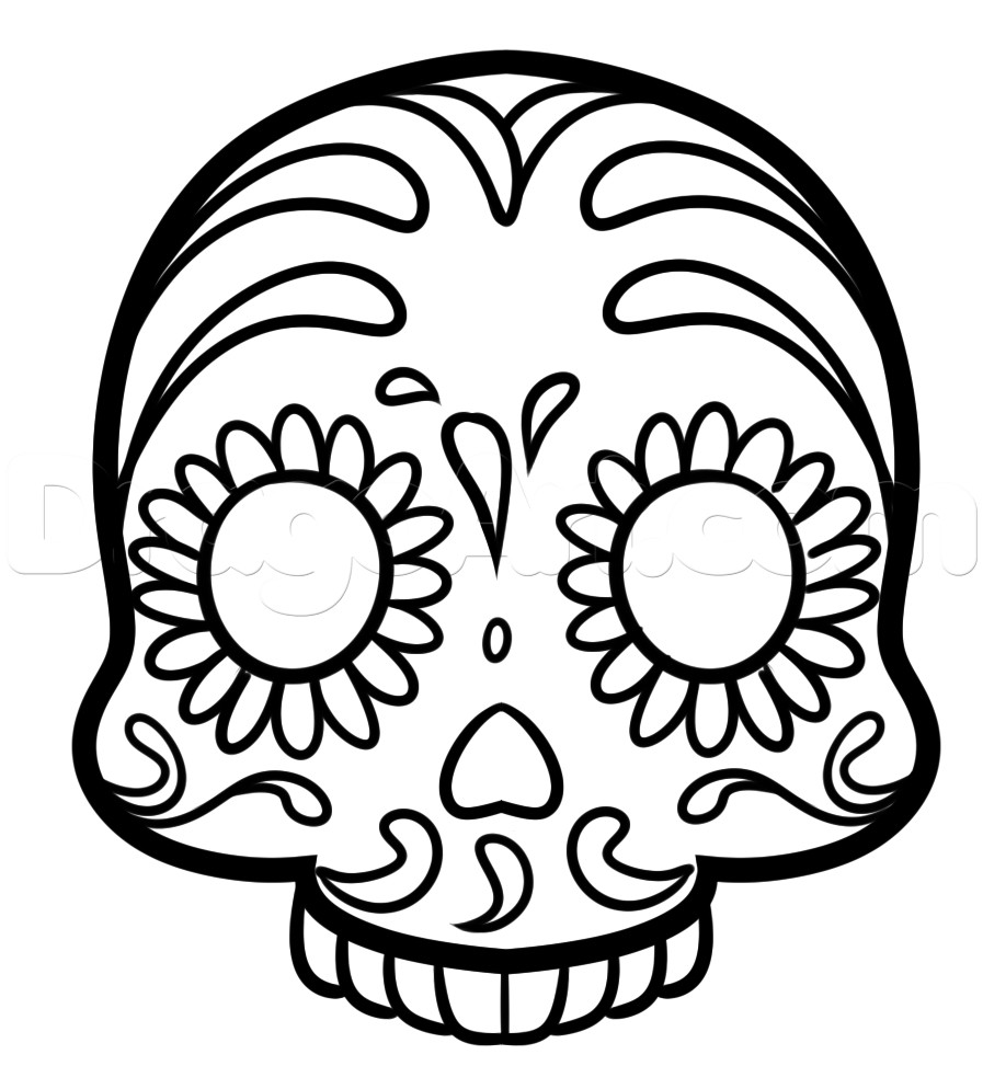 897x973 Sugar Skulls Drawings Simple Skull Drawing How To Draw A Emoji
