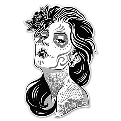 425x425 Sugar Skull Girl With Roses Decal For Your Car