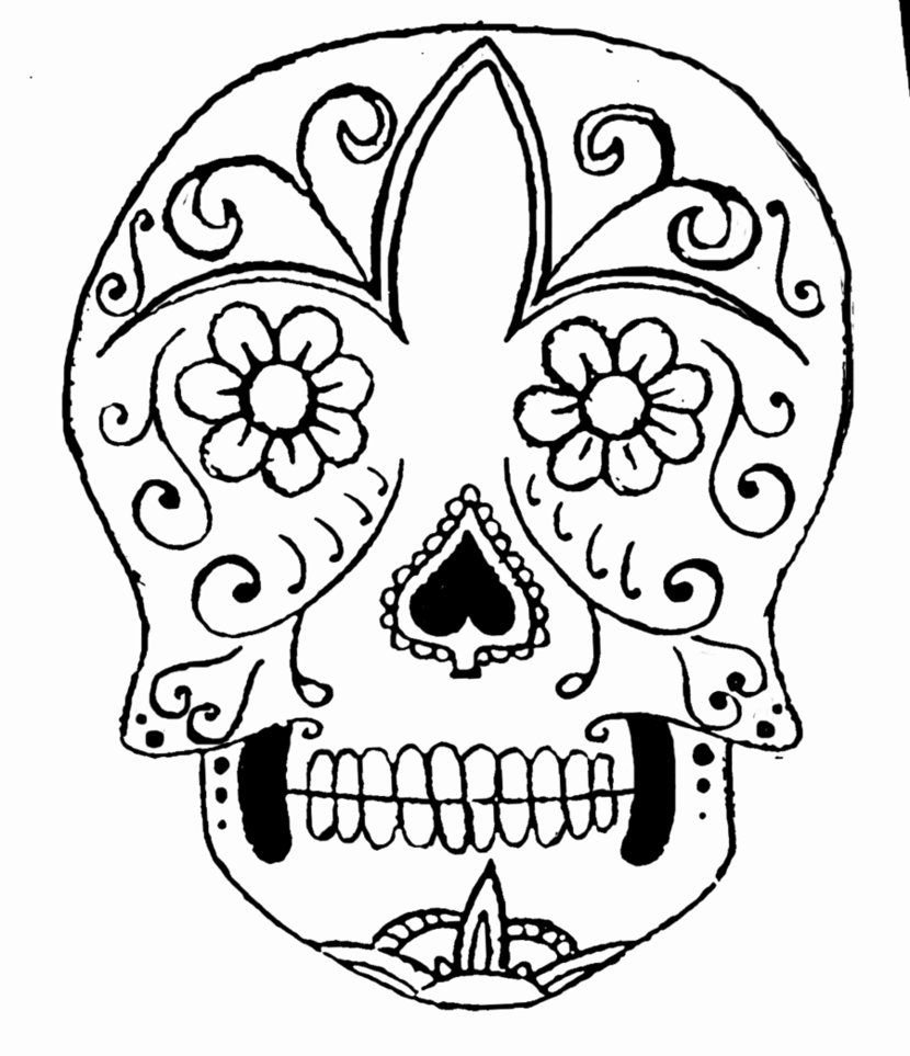 830x963 Drawn Sugar Skull Line Drawing