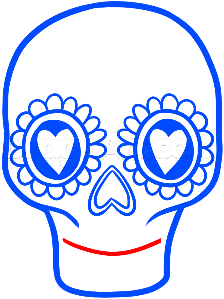 740x987 Step How To Draw A Sugar Skull Easy