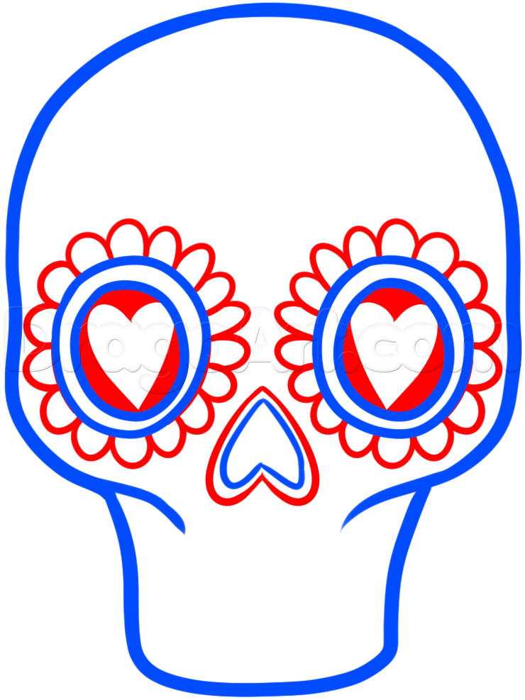 740x987 How To Draw A Sugar Skull Easy, Step