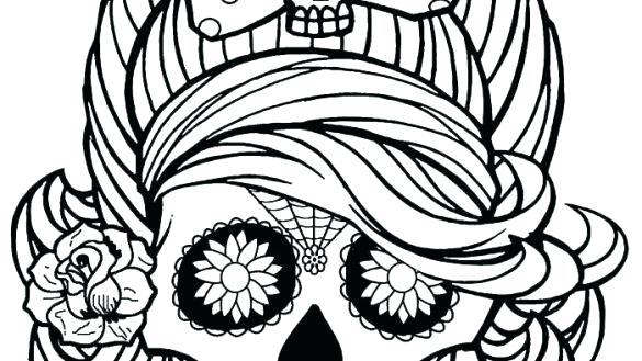 585x329 Simple Sugar Skulls Simple Skull Outline Best Line Drawing Images