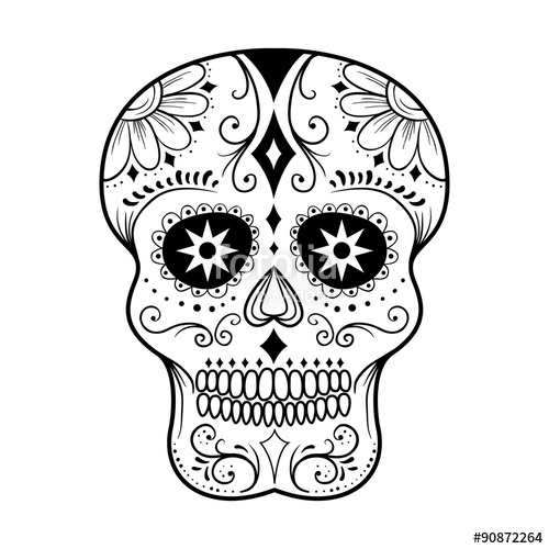 Sugar Skull Line Drawing | Free download on ClipArtMag