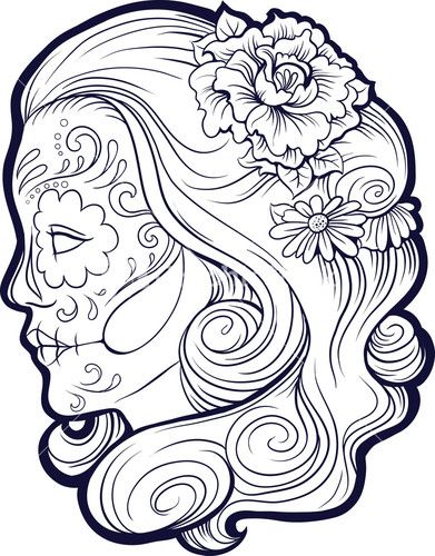 391x500 Sugar Skull Vector Element Line Drawings Vectors And Symbols