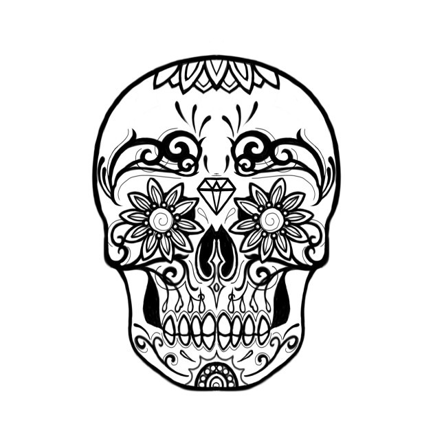 630x630 With Sugar Skull Black And White