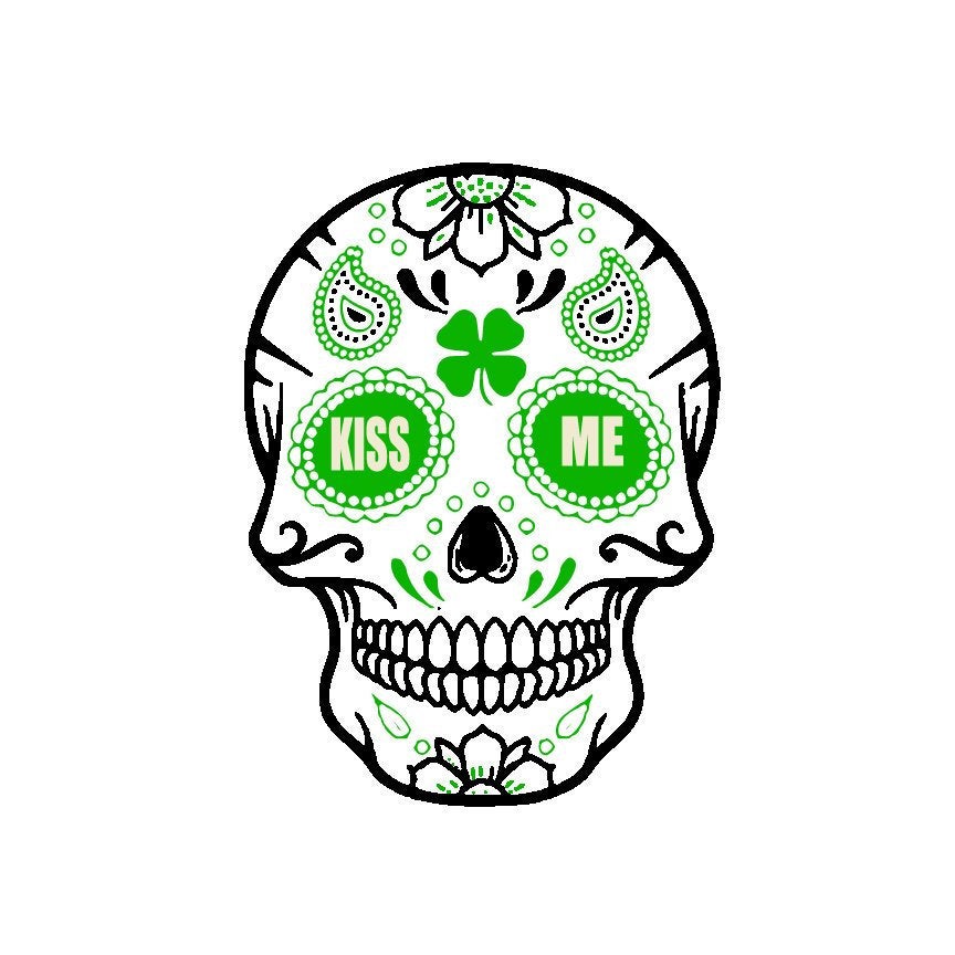 864x864 Green Sugar Skull Clip Art