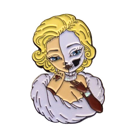 477x469 Marilyn Monroe Pin Skully Girl Pin Up Simona Candini Pop Etsy