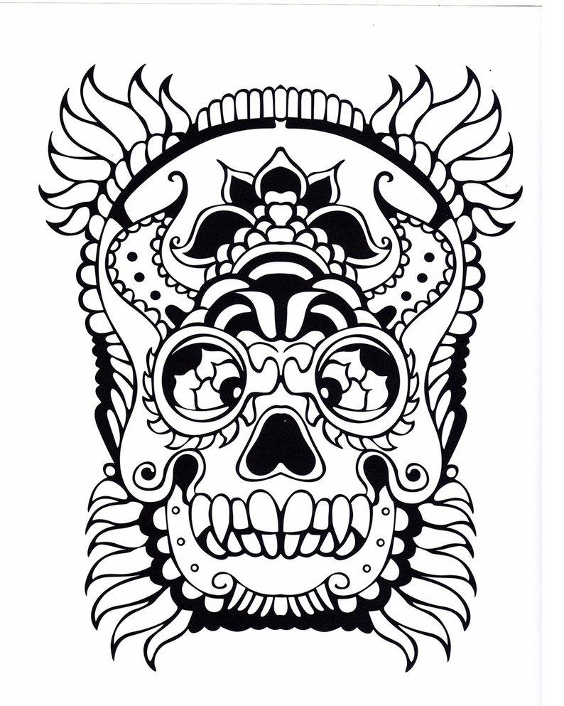 794x993 Five Different Sugar Skull Tattoo Coloring Pages Printable Etsy