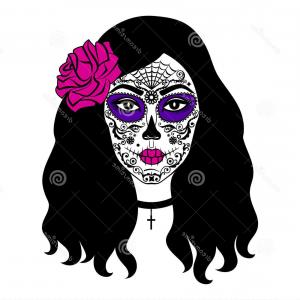 300x300 Stock Illustration Girl Sugar Skull Makeup Mexican Day Dead