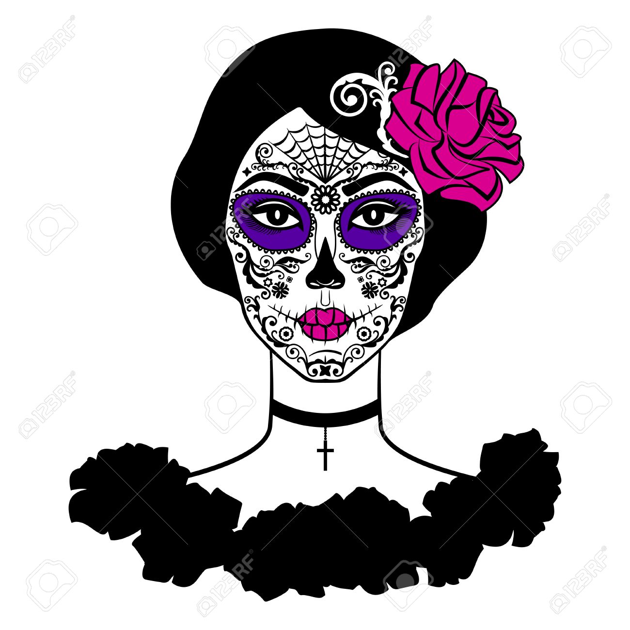 1300x1300 Sugar Skull Girl Silhouette
