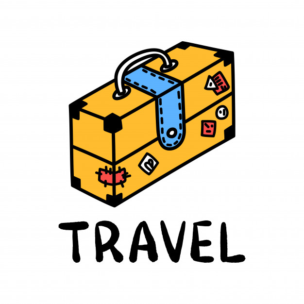 626x626 Cartoon Travel Suitcase Doodle Lettering For Decoration Design