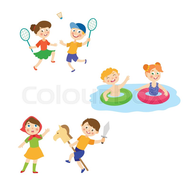 800x800 Vector Cartoon Summer Camp Kids Stock Vector Colourbox