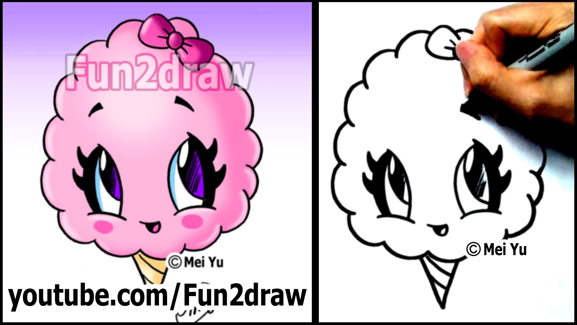 1920x1080 Cotton Candy Treat Summer Snacks Cartoon Art Drawing Lesson