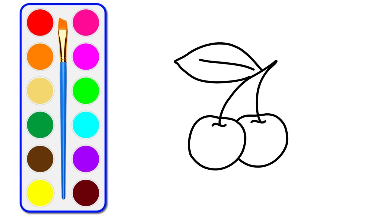 1280x720 Draw A Summer Red Cherry Drawing And Colouring Pages For Kids