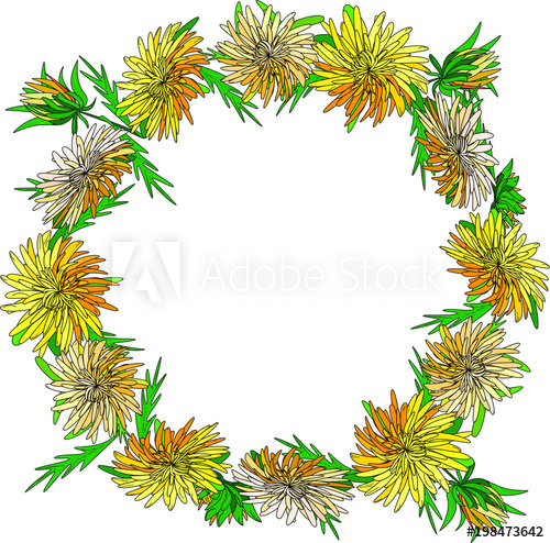 500x494 Decorative Wreath Of Summer Dandelion Flowers Vector Drawing