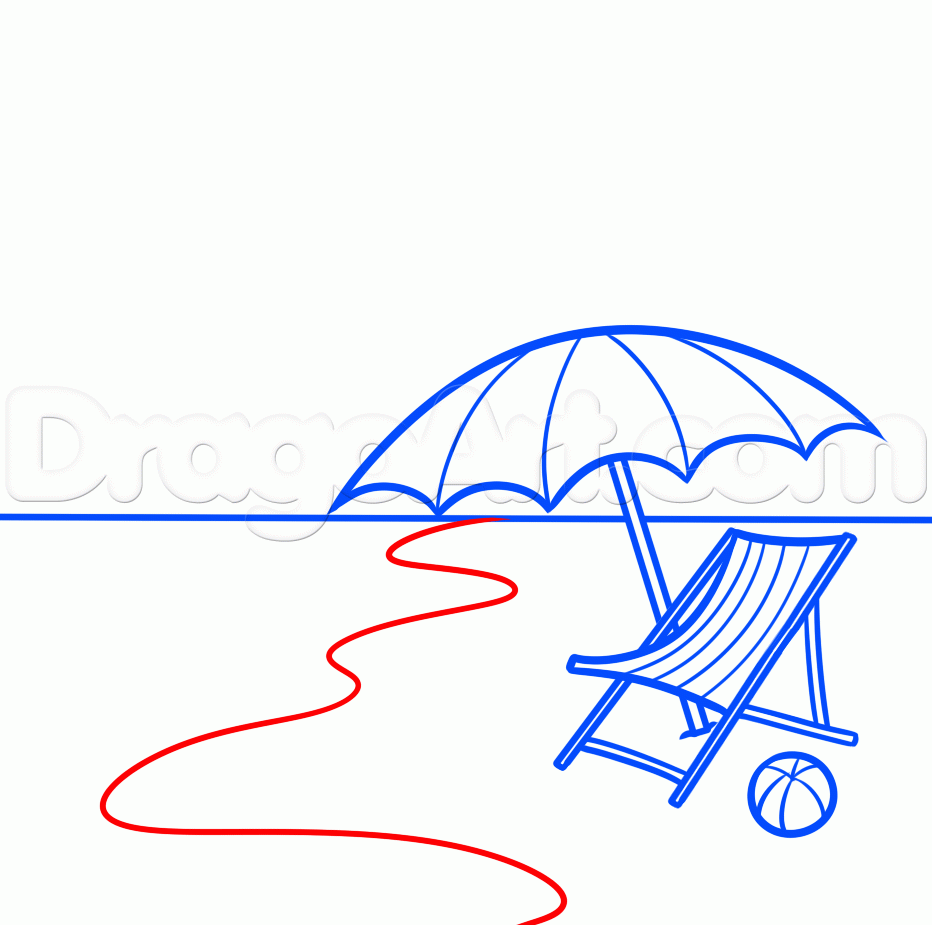 932x925 How To Draw A Beach Scene, Step