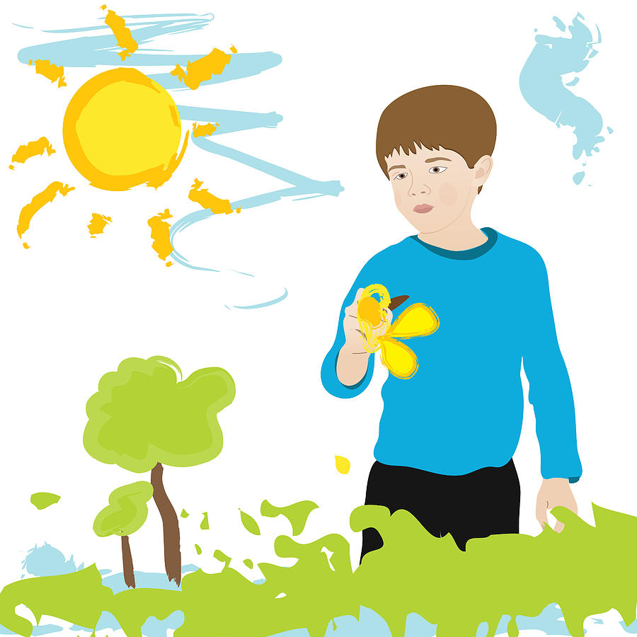 900x900 Boy Painting Summer Scene Drawing