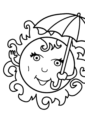 300x421 Summer Coloring Pages With Sun For Kids, Seasons Coloring Pages