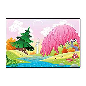 300x300 Cartoon Bath Mat Non Slip Fantasy Landscape