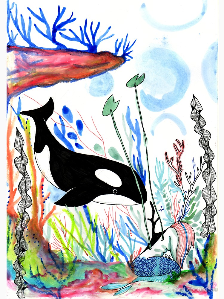 750x1000 Illustration The Orca And The Mermaid Art, Drawing