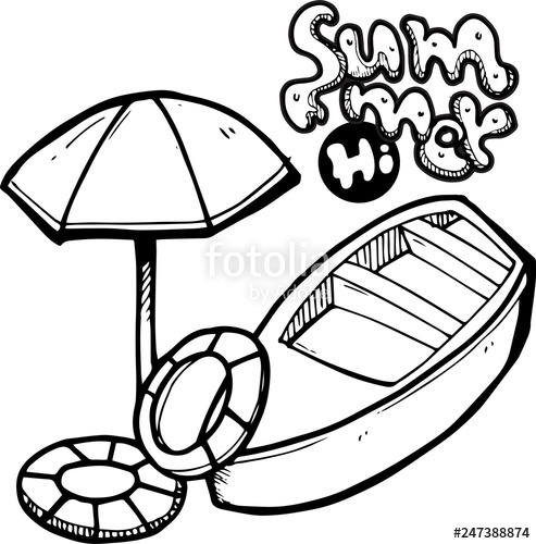 493x500 Summer Vacation Doodle Vector Illustration Stock Image