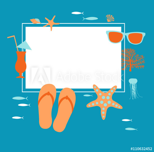 500x493 Summer Vacation Travel Background Drawing Coral, Starfish, Flip