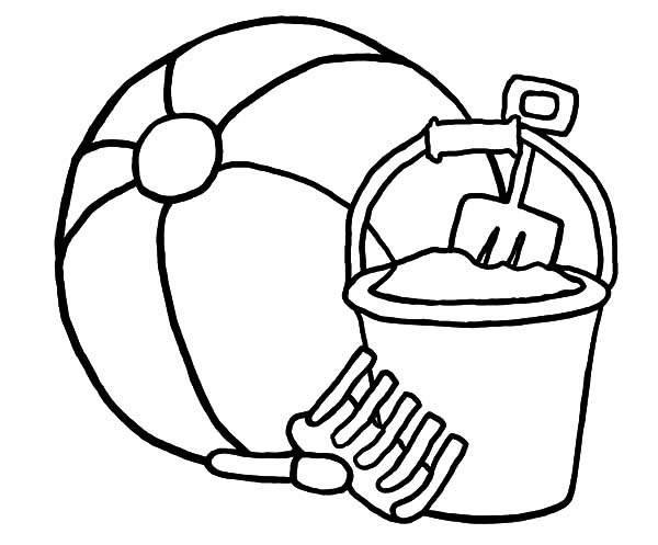 600x497 Bucket And Other Summer Vacation Equipment Coloring Pages Best