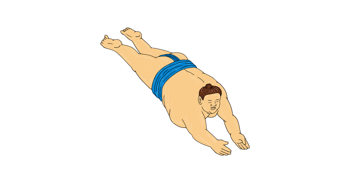 1200x630 Japanese Sumo Wrestler Diving Drawing
