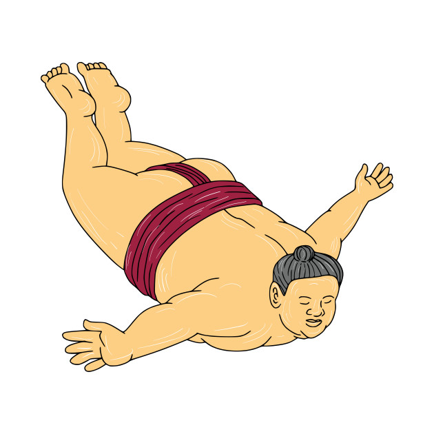 630x630 Japanese Sumo Wrestler Skydiving Drawing