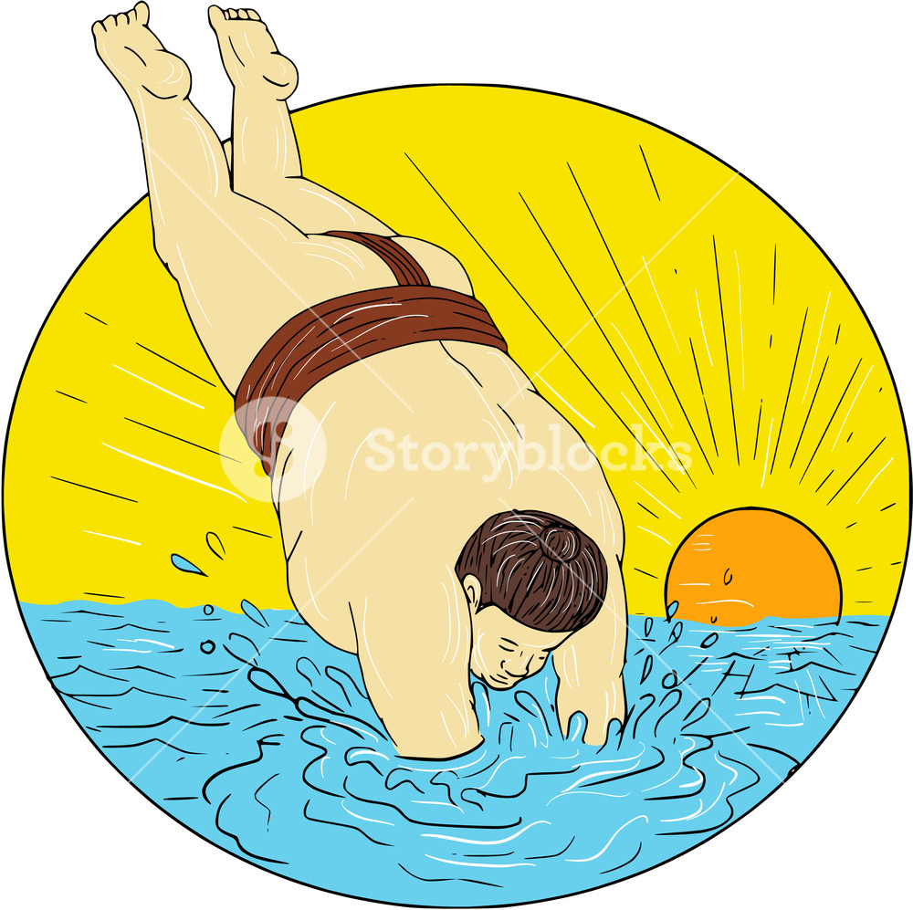 1000x997 Drawing Sketch Style Illustration Of A Japanese Sumo Wrestler