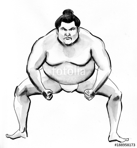 464x500 Ink Sketch Of A Sumo Wrestler Stock Photo And Royalty Free Images