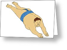 226x170 Japanese Sumo Wrestler Diving Drawing Digital Art
