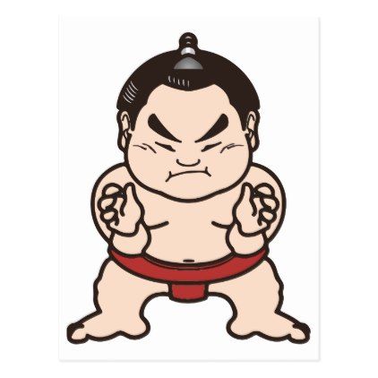 422x422 Sumo Wrestler Cartoon Japan Japanese Wrestling Postcard Zazzle