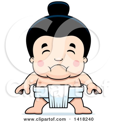 450x470 Cartoon Clipart Of A Black And White Lineart Sad Little Sumo