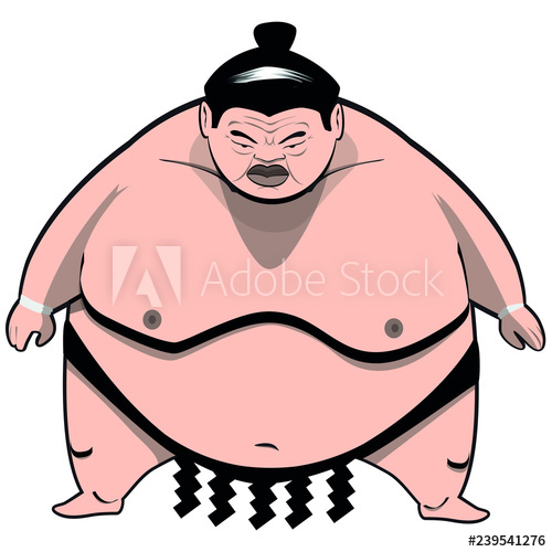 500x500 Hand Drawn Asian Sumo Wrestler Very Fat And Evil Looking Cartoon