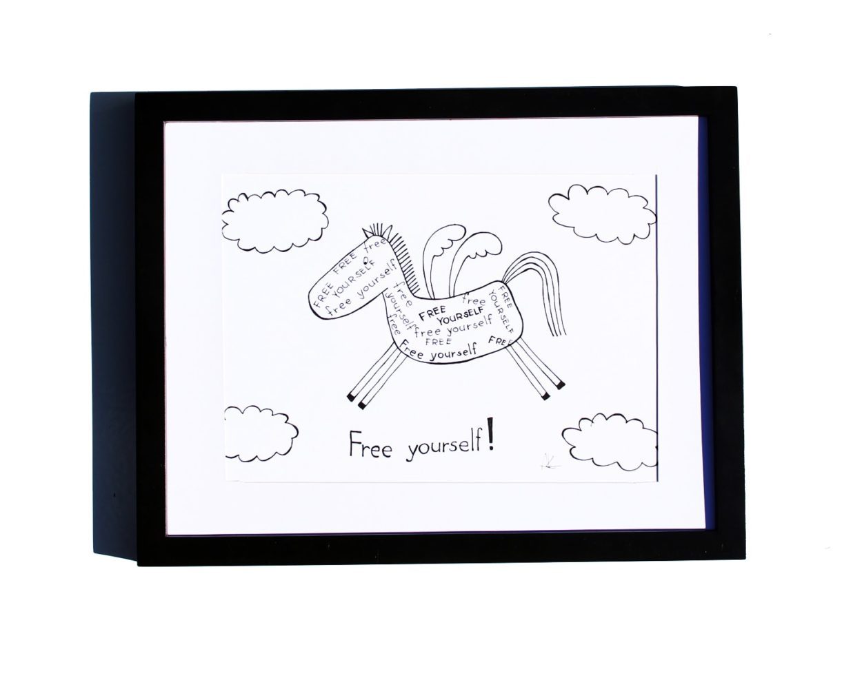 1250x1000 Drawing Handmade Horse In The Clouds, Pegasus, Free Yourself Art