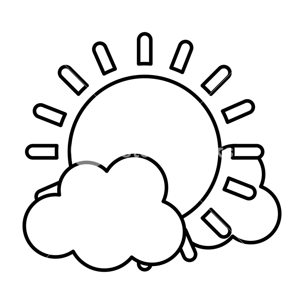 1000x1000 Line Light Sun Spring Weather With Clouds Vector Illustration