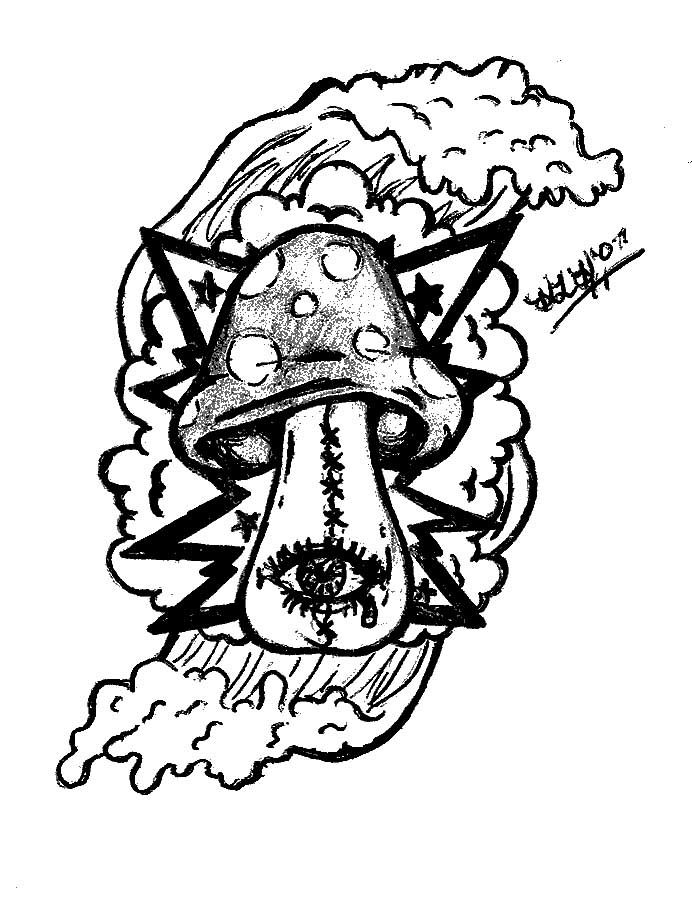692x900 Trippy Sun And Moon Coloring Pages Grey Ink Mushroom Pictures