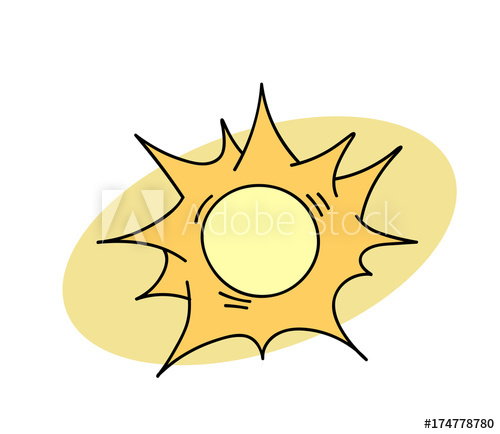 500x434 Sun Cartoon Hand Drawn Image Original Colorful Artwork, Comic