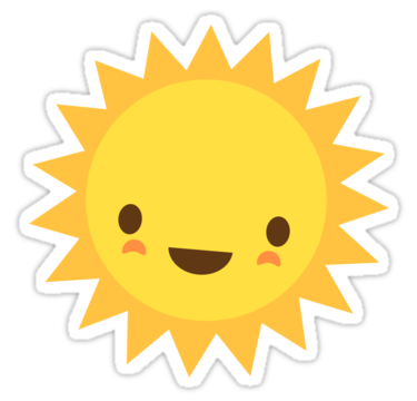 375x360 Cute Kawaii Sun Cartoon Character Stickers
