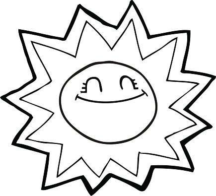 435x395 Happy Black And White Cartoon Sun Stock Vectors