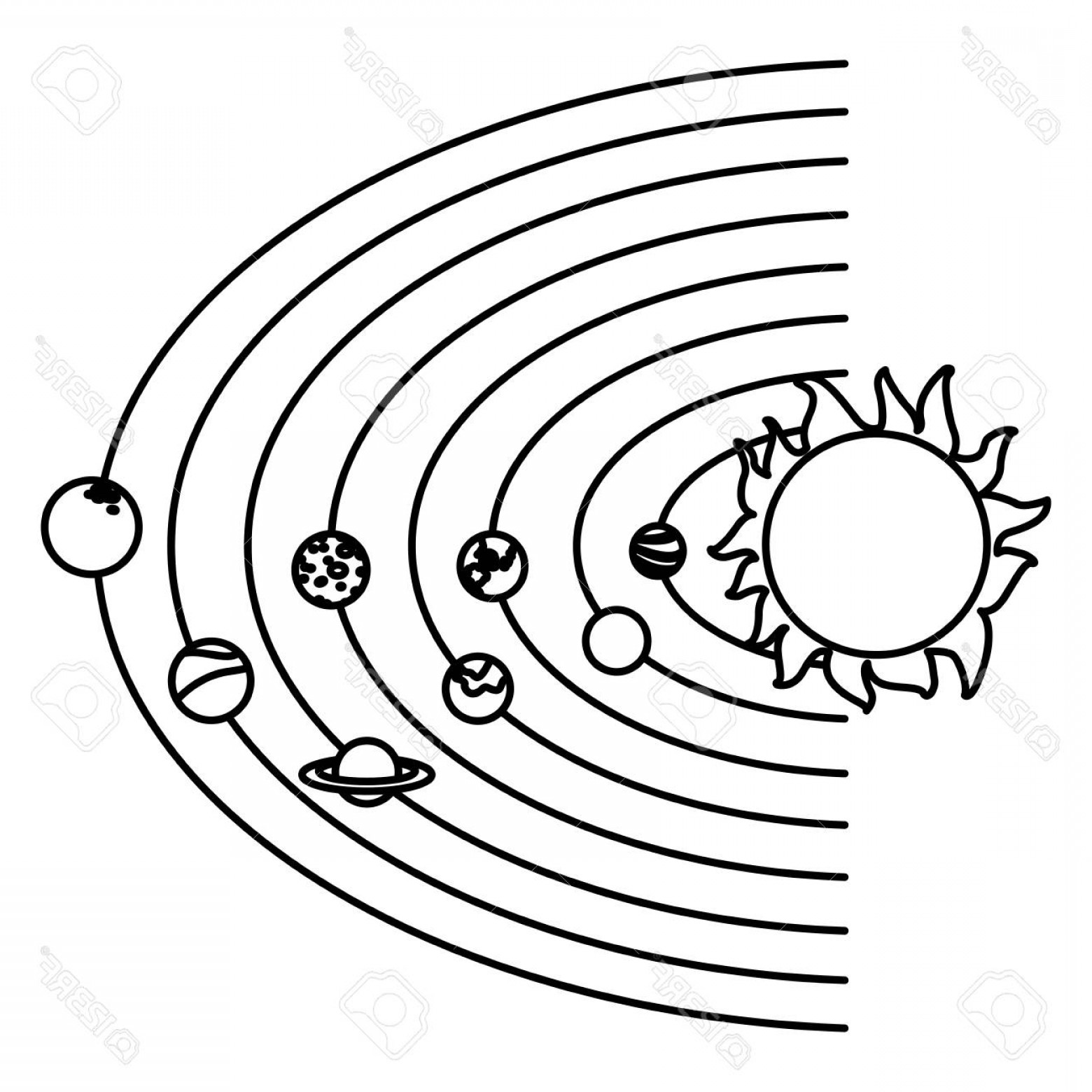 1560x1560 photostock vector solar system with planets and sun orbit science