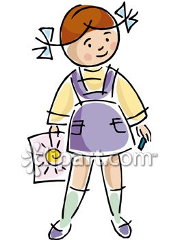 263x350 Clipart Picture Of A Little Girl Holding A Sun Drawing