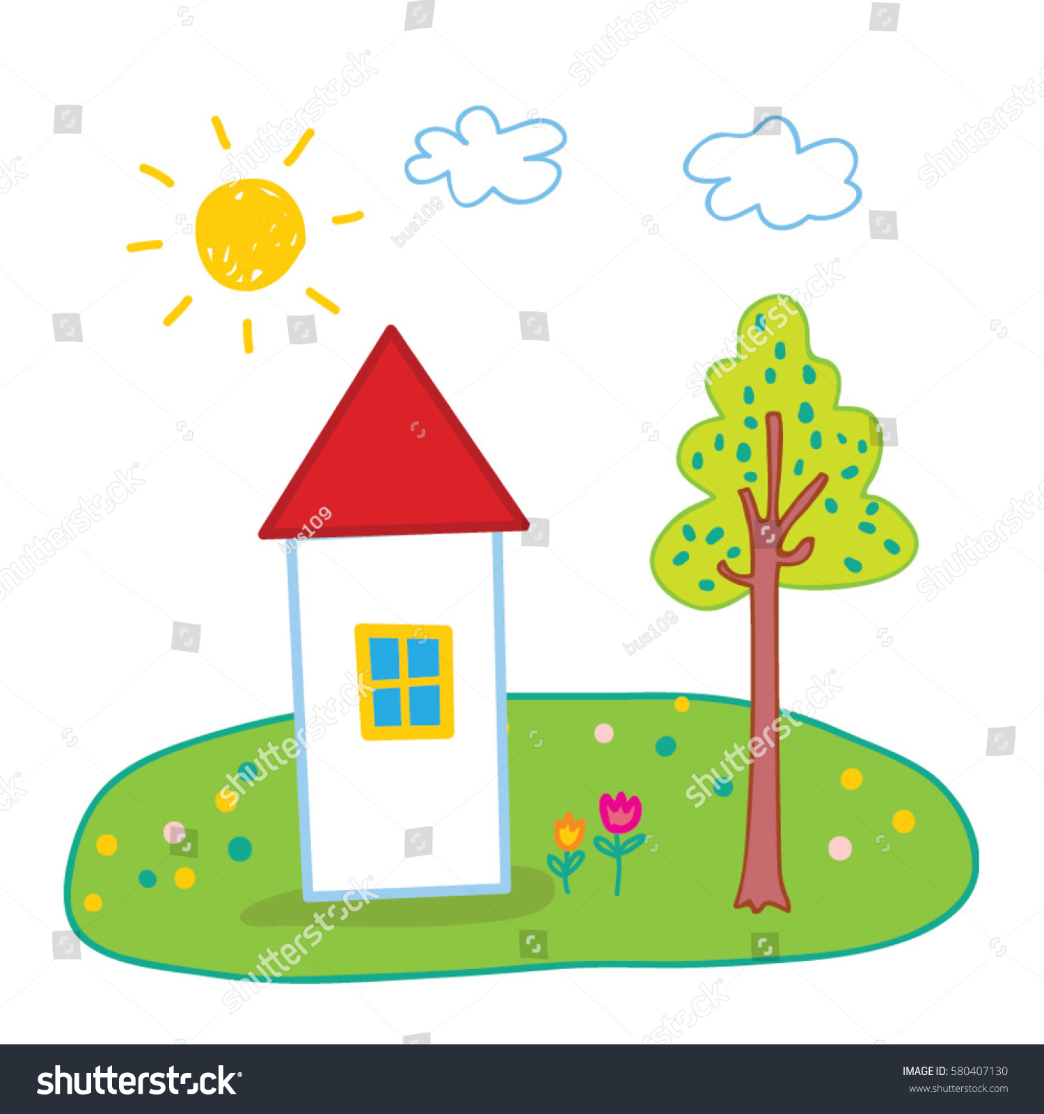 1500x1600 Kid Drawing Of A House And Kids Color Drawing House Sun Cloud