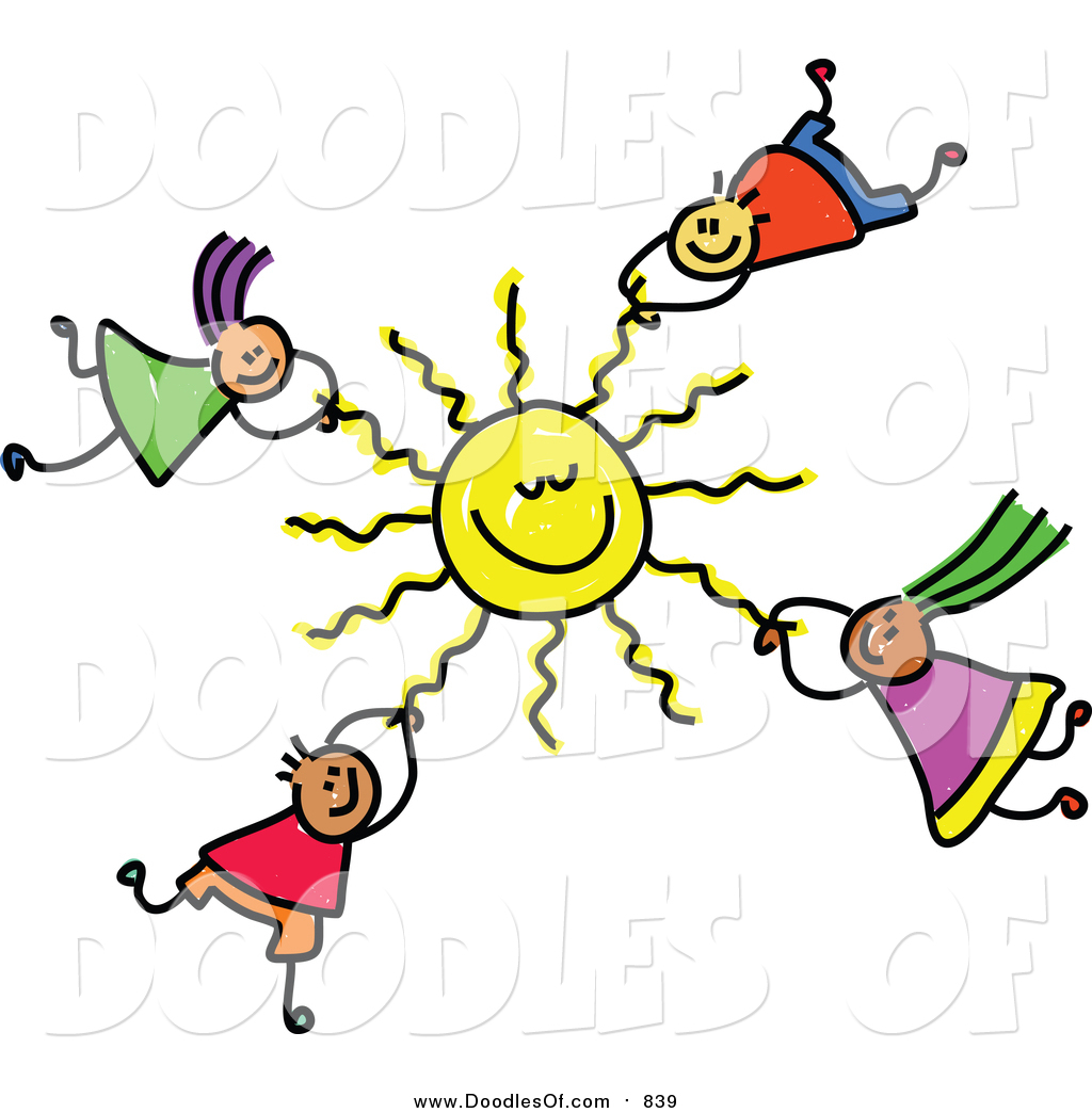 1024x1044 Vector Clipart Of A Doodle Of Kids Hanging Onto A Sun