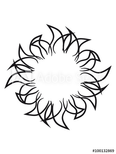 375x500 Black Sun Tattoo Design Cool Stylish Flame Sun