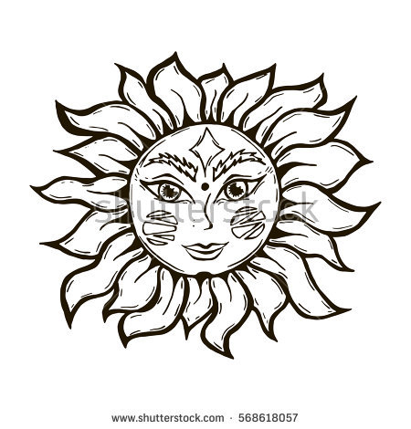 450x470 Drawn Face Sun
