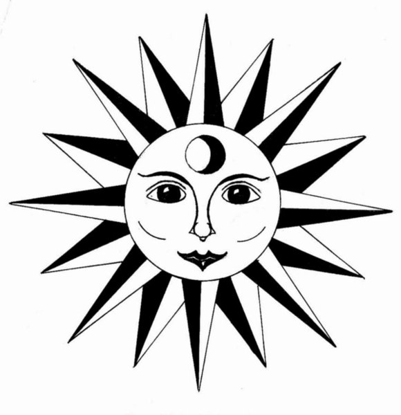 580x600 Sun Face Drawings
